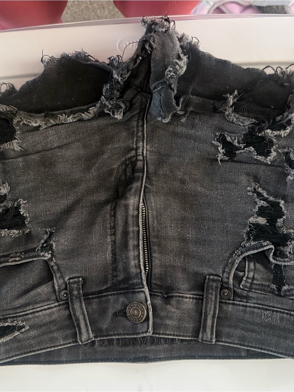 American Eagle Women's Distressed High-Waist Black Denim Jeans